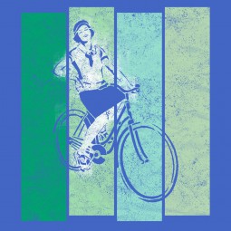 retro radlerin royalblau mint green beach glass